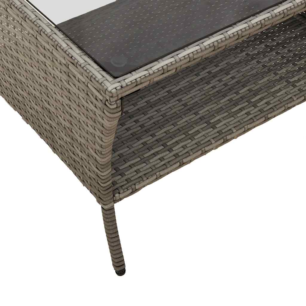 2-seater garden sofa with cushions & table grey poly rattan