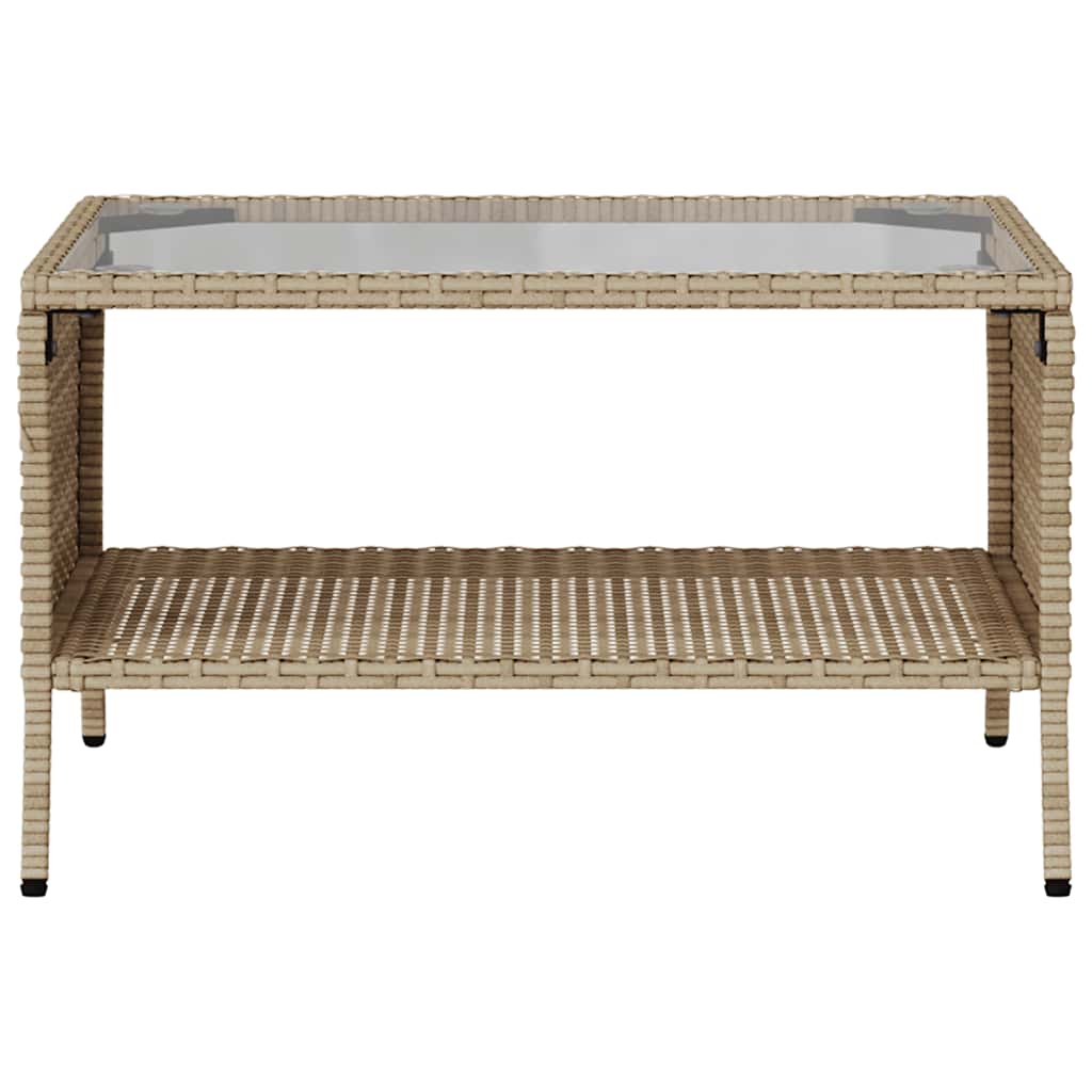 2-seater garden sofa with cushions & table beige poly rattan