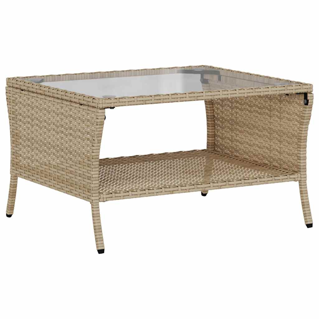 2-seater garden sofa with cushions & table beige poly rattan