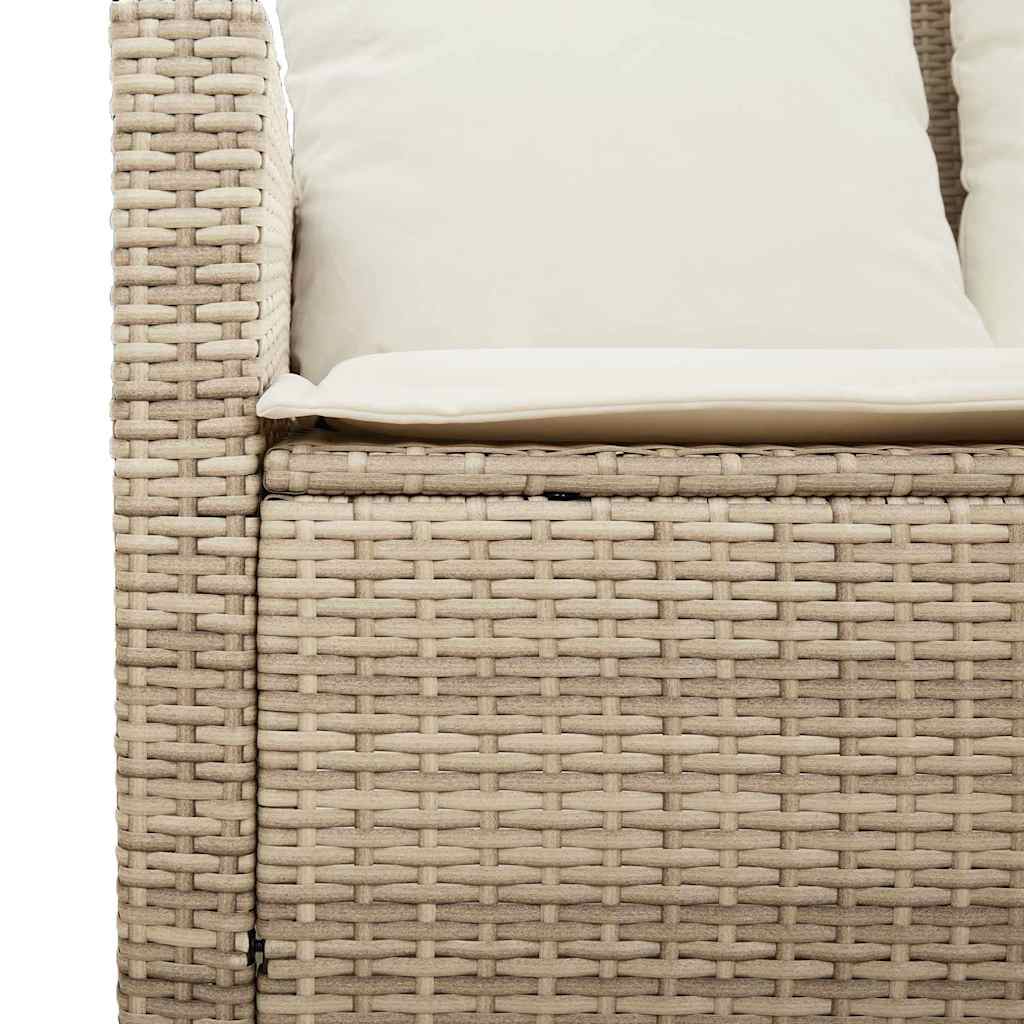 2-seater garden sofa with cushions & table beige poly rattan