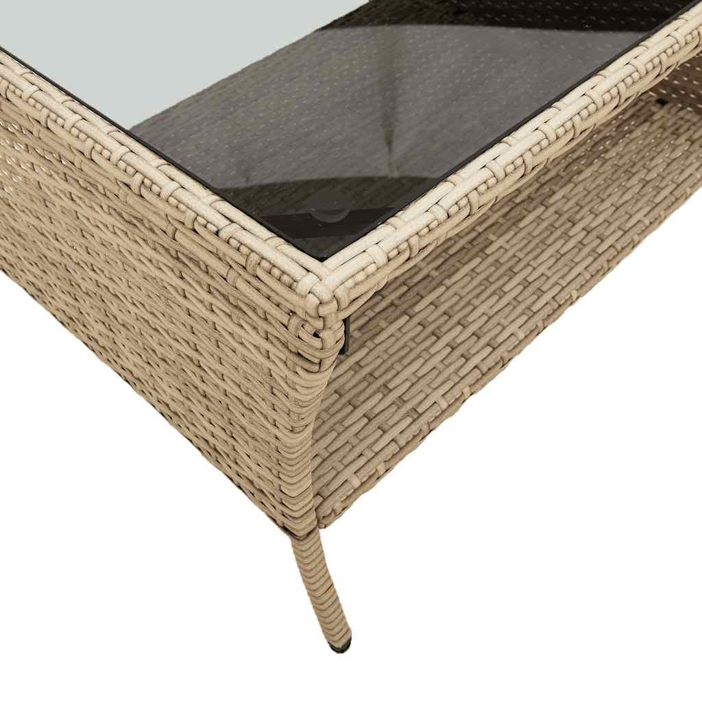 2-seater garden sofa with cushions & table beige poly rattan