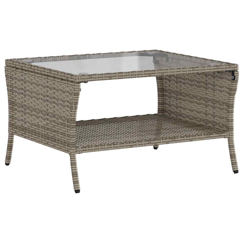 2-seater garden sofa with cushions & table grey poly rattan