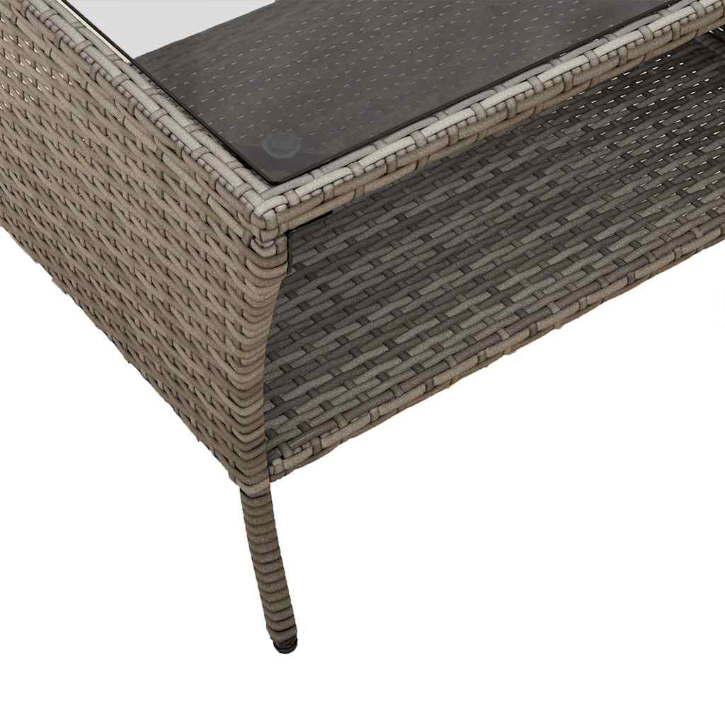 2-seater garden sofa with cushions & table grey poly rattan