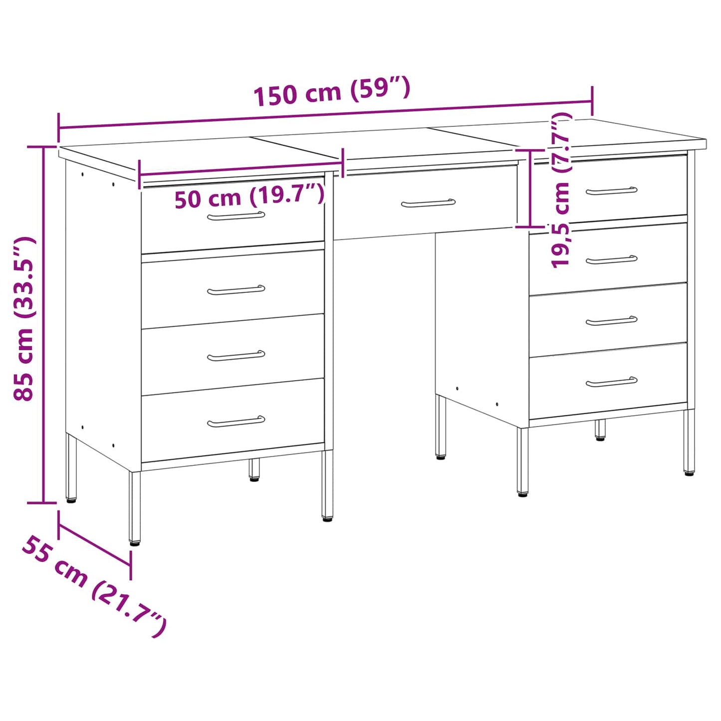 Werkbank mit Speicher 3 stk. Schwarz Ingenieure Holz und Stahl