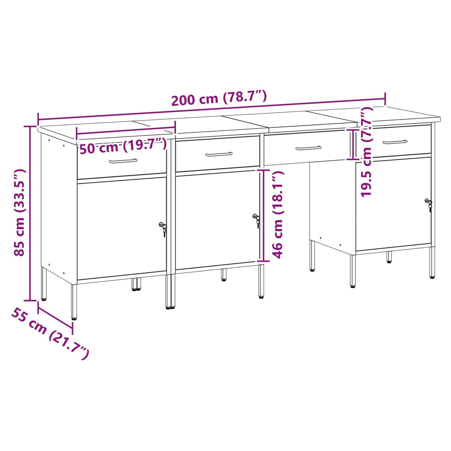 Werkbank 4 Stk. Rot und Grau Ingenieure Holz und Stahl
