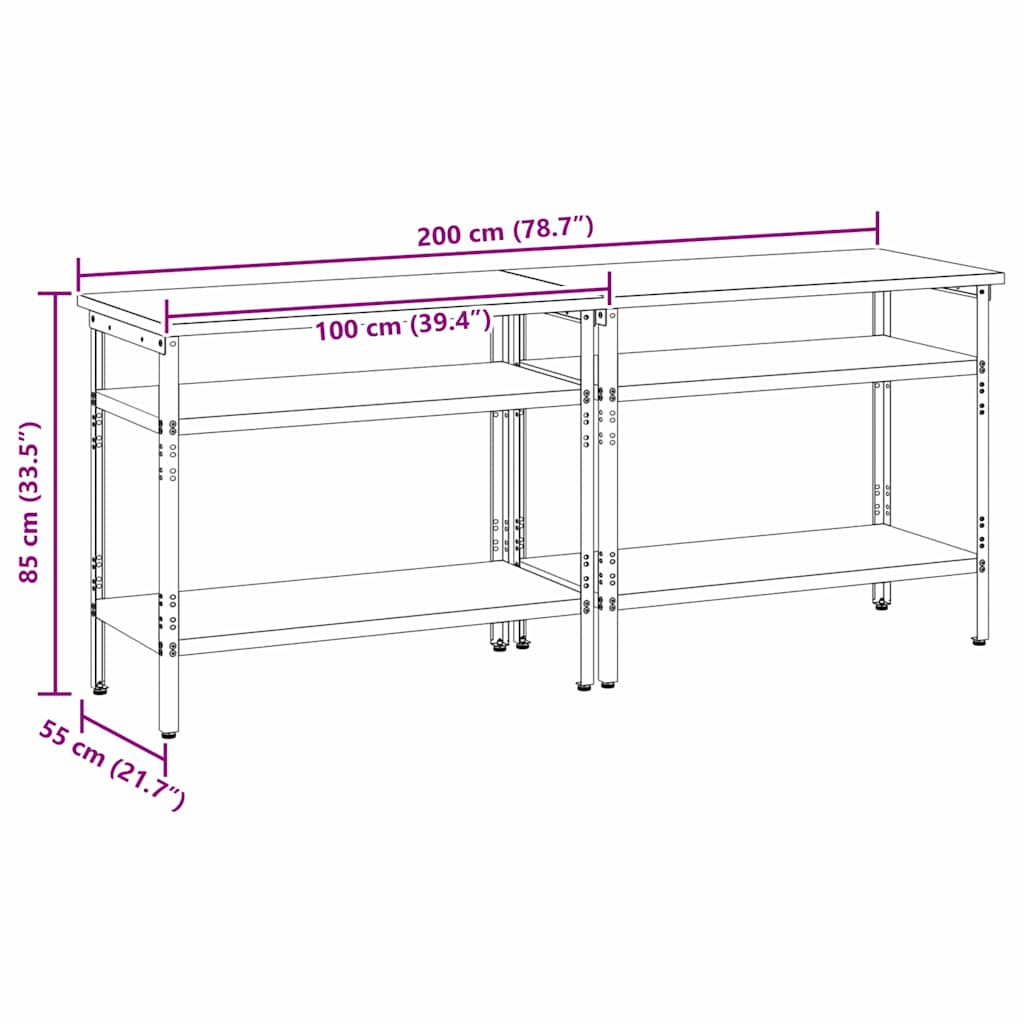 Werkbank-Set 2 stk. Beige und Grau Pulverbeschichteter Stahl