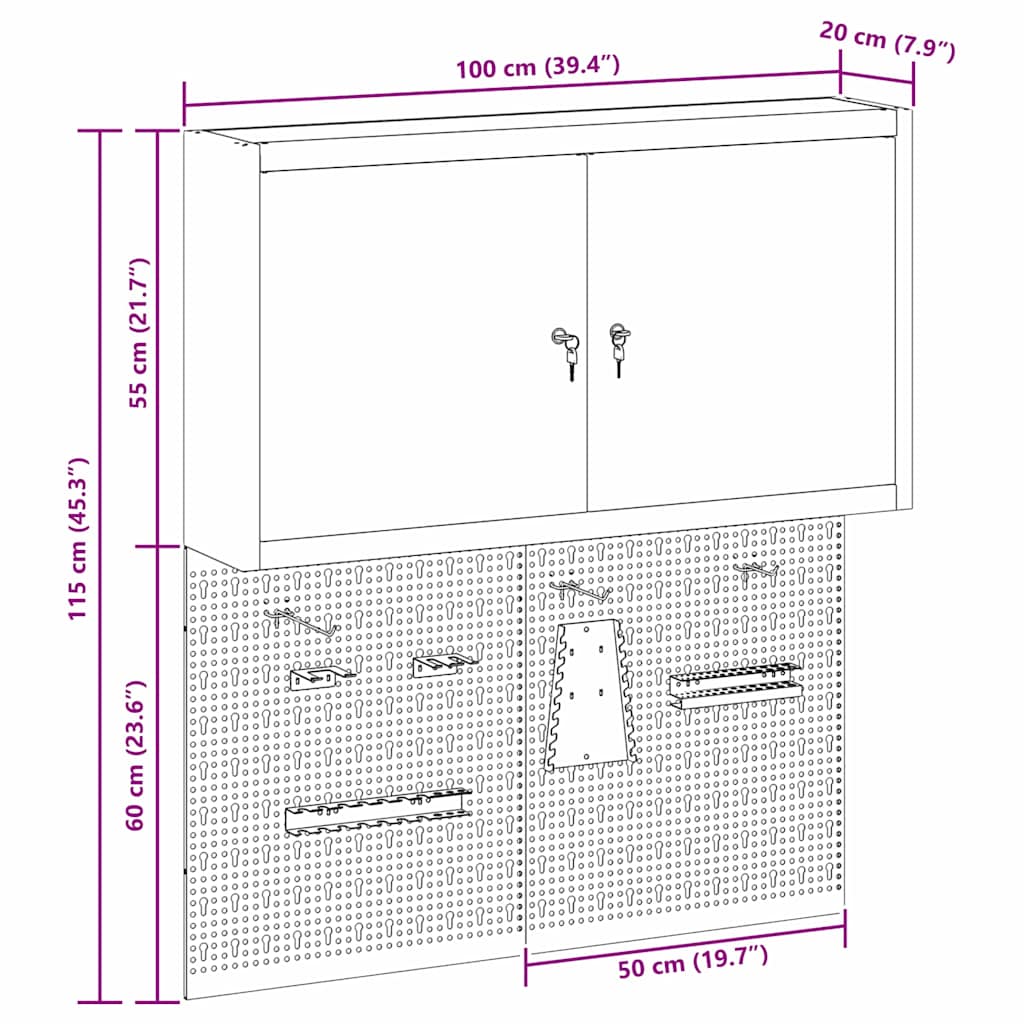 Werkzeugschrank-Set 3 Stk. Schwarz Pulverbeschichteter Stahl