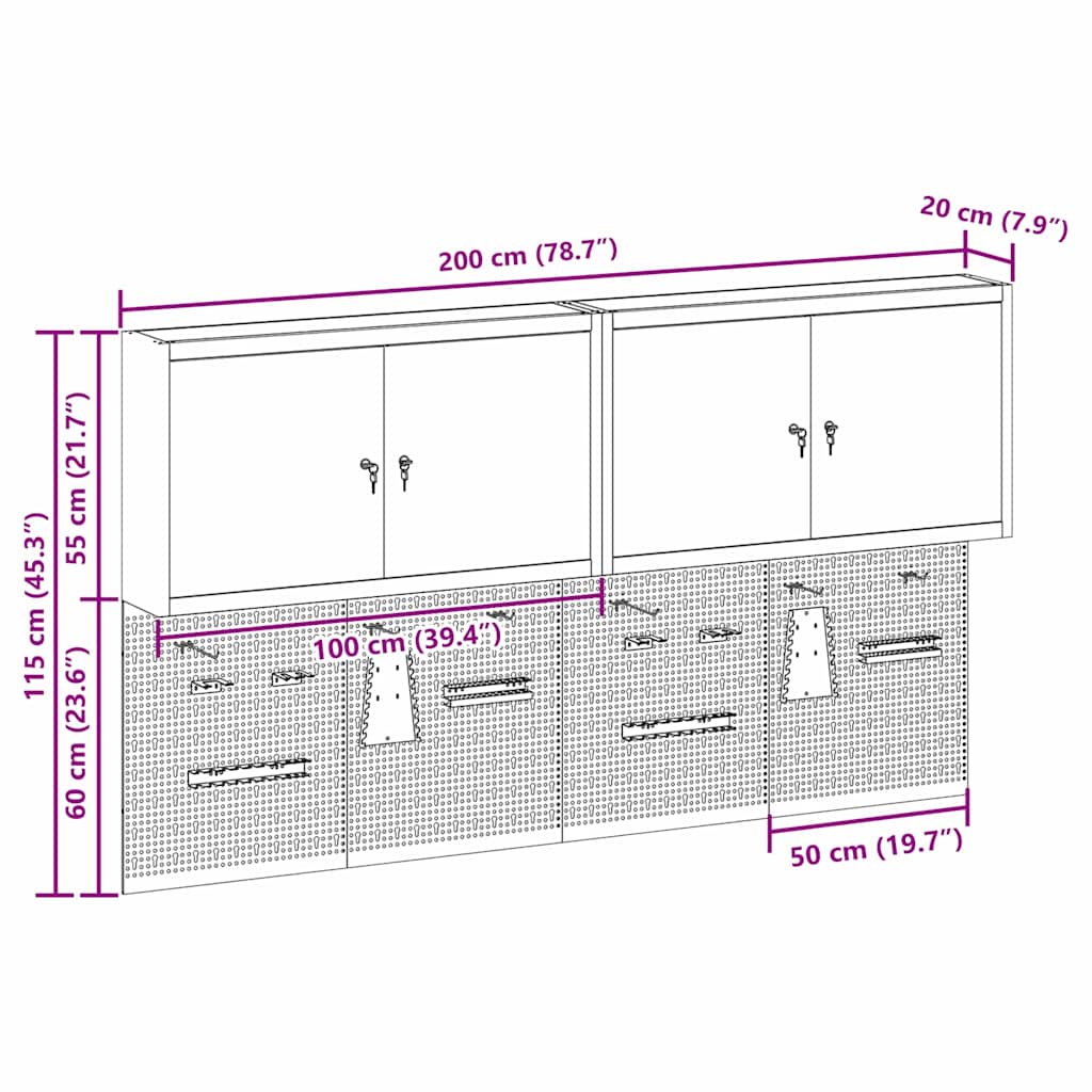 Werkzeugschrank-Set 6 Stk. Schwarz Pulverbeschichteter Stahl