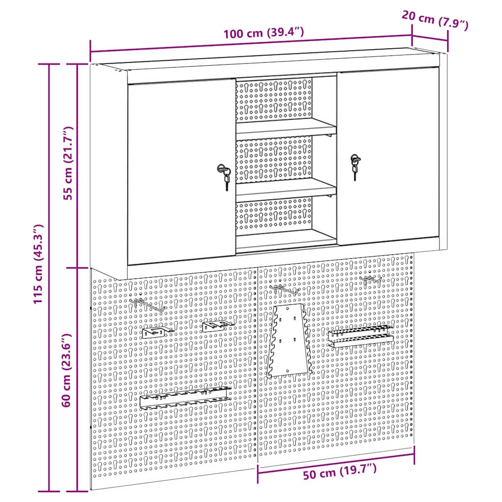 Werkzeugschrank-Set 3 Stk. Rot Pulverbeschichteter Stahl