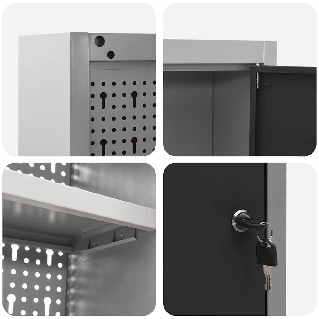 Werkzeugschrank und Pegboard Set mit Regal 4 pcs Schwarz