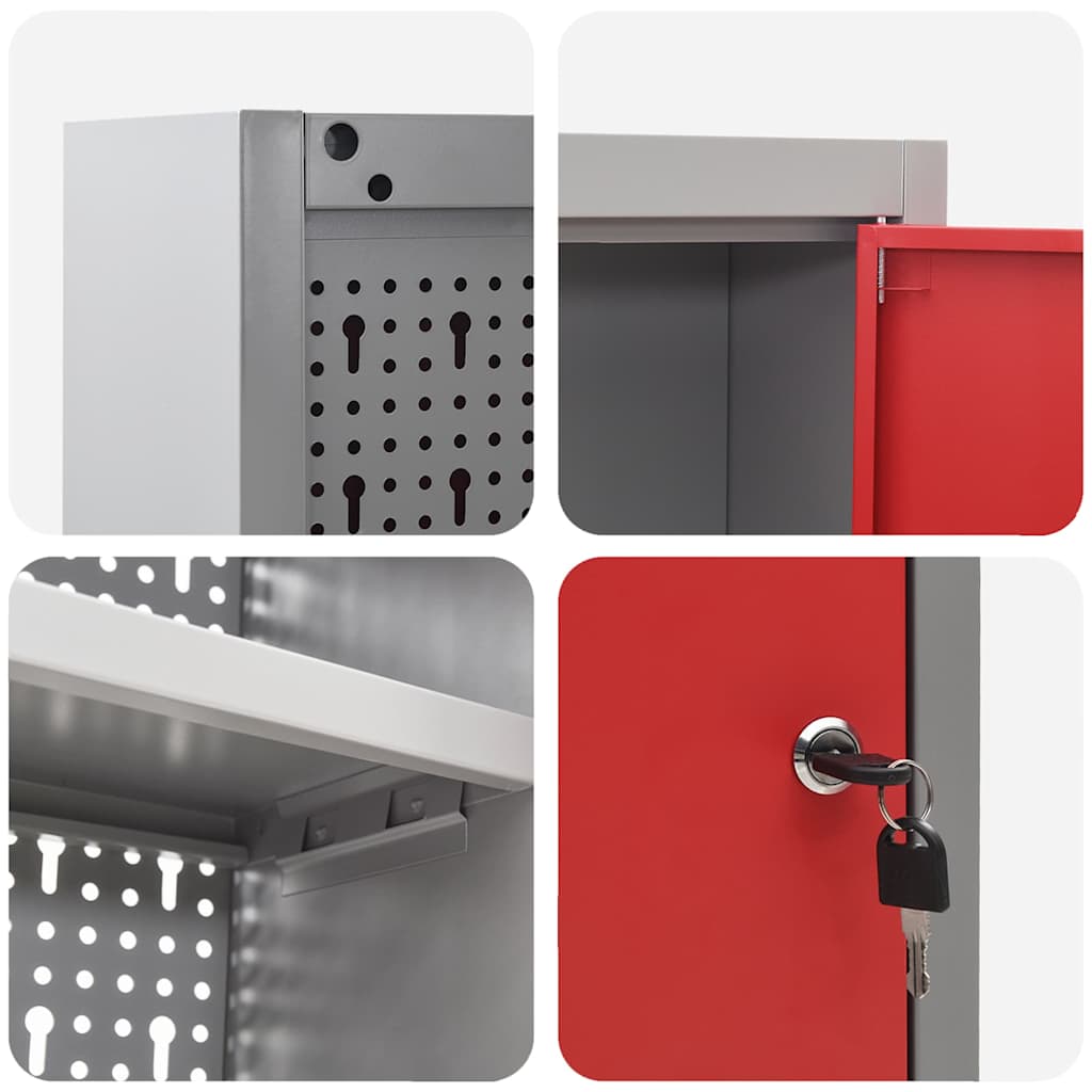 Werkzeugschrank und Pegboard Set 4 pcs Rot 200 x 20 x 115 cm
