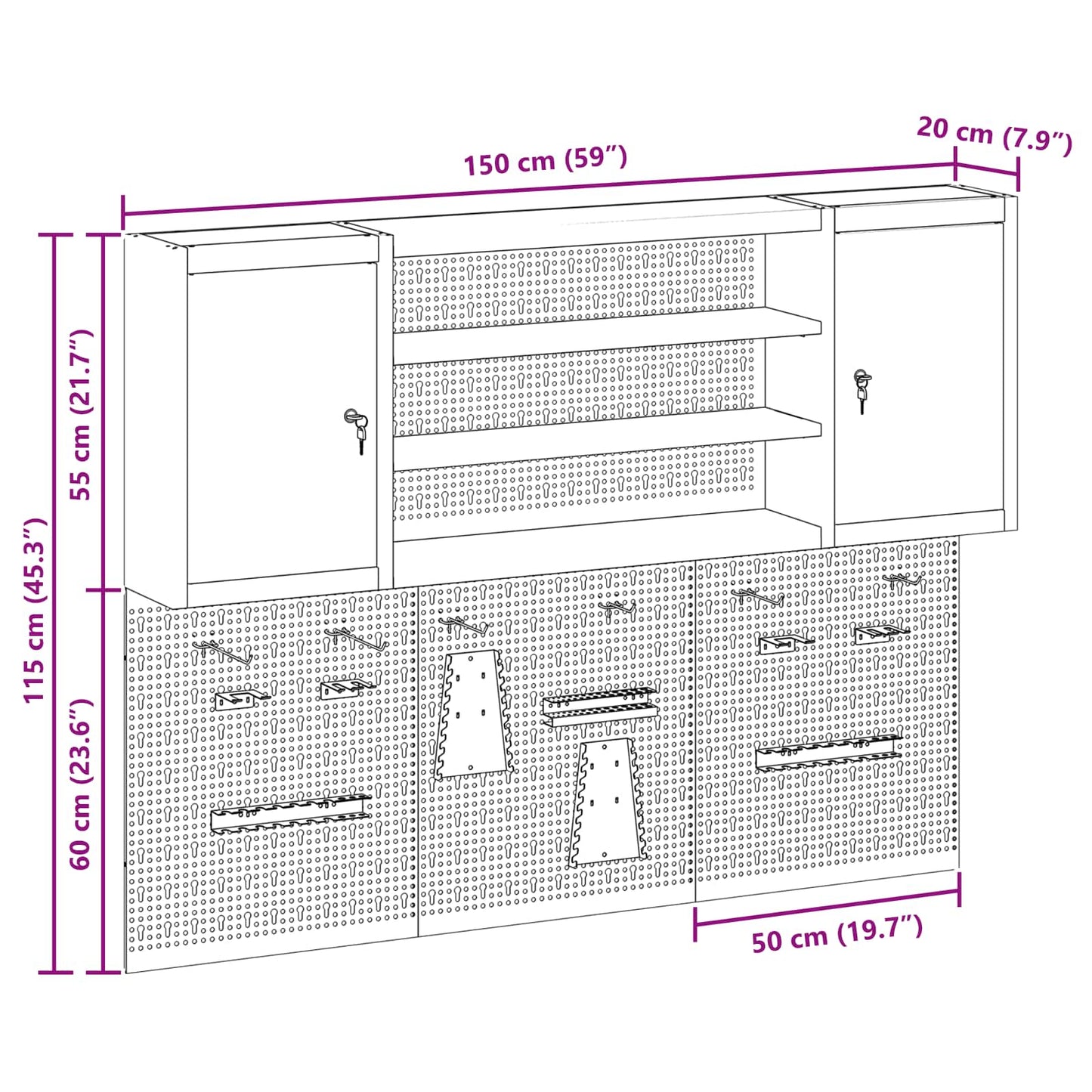 Werkzeugschrank-Set 6 Stk. Rot Pulverbeschichteter Stahl