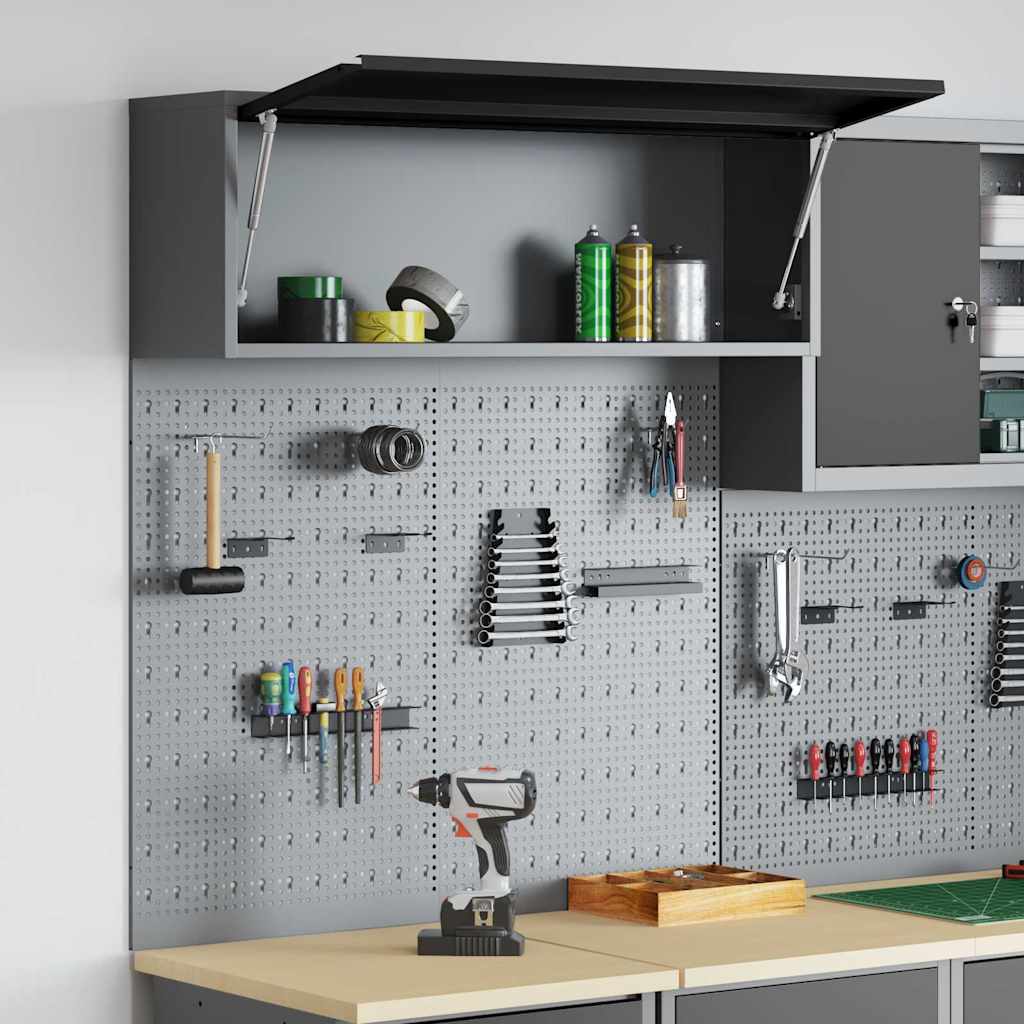 Werkzeugschrank und Pegboard Set mit Regal 3 pcs Schwarz