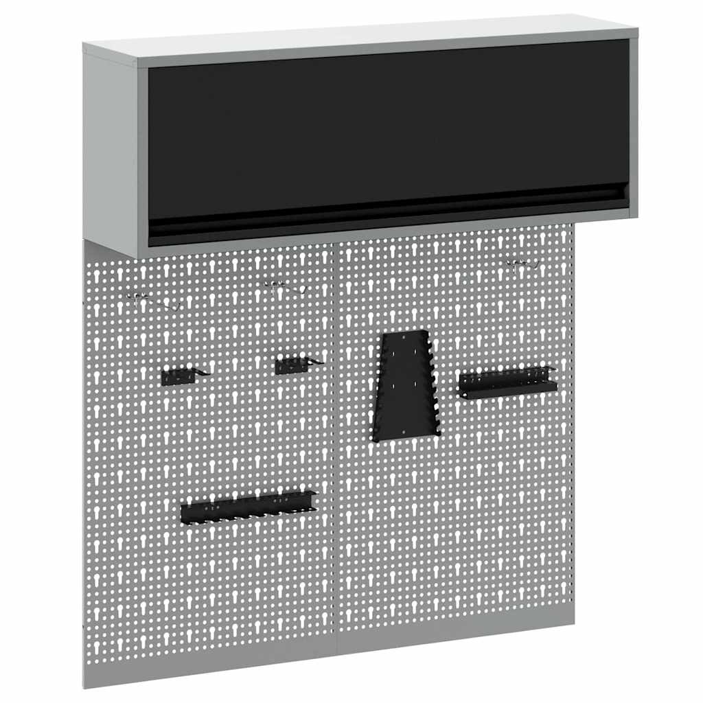 Werkzeugschrank und Pegboard Set mit Regal 3 pcs Schwarz