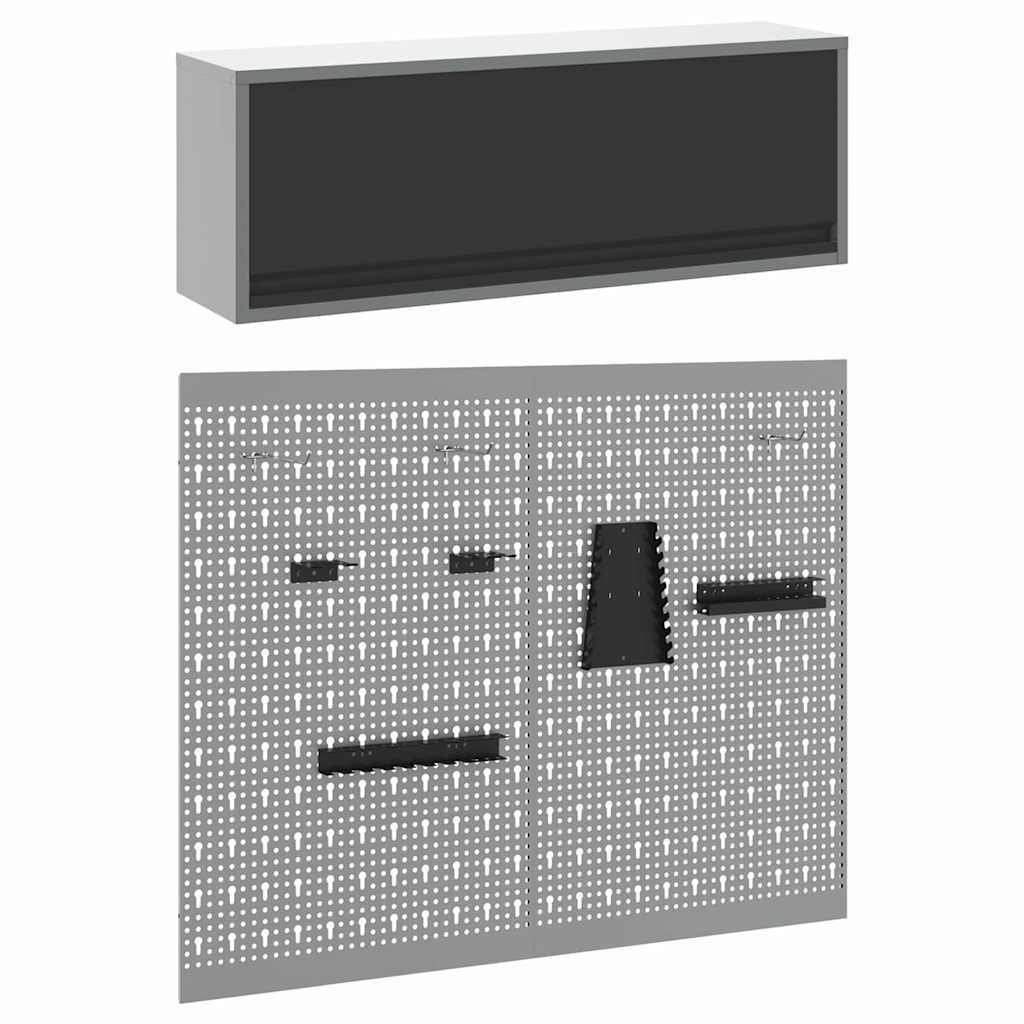 Werkzeugschrank und Pegboard Set mit Regal 3 pcs Schwarz