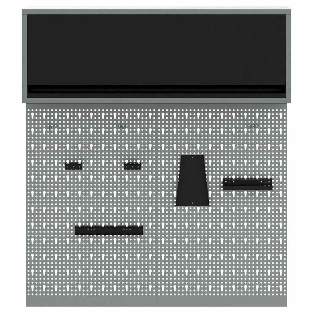 Werkzeugschrank und Pegboard Set mit Regal 3 pcs Schwarz