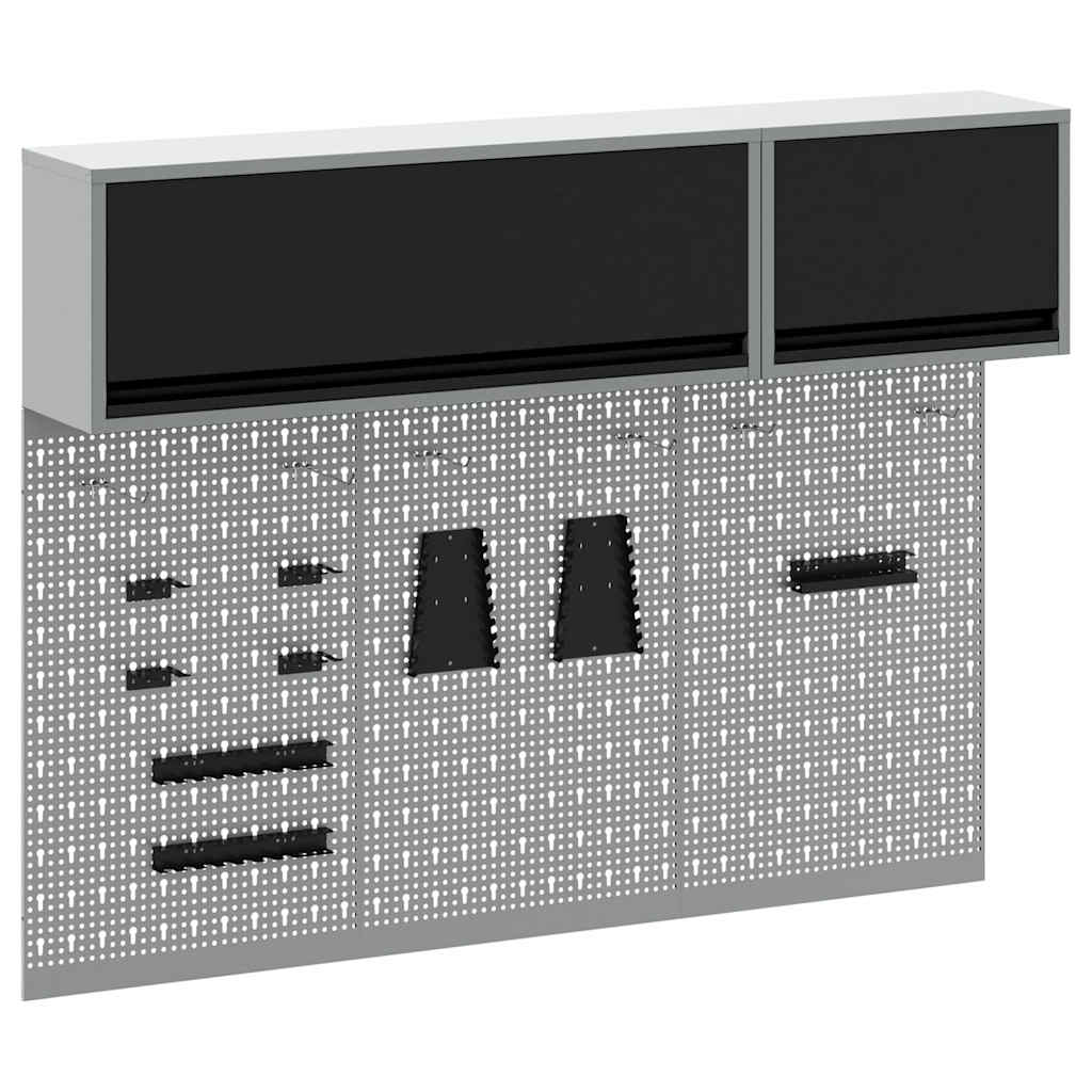 Werkzeugschrank und Pegboard Set mit Regal 5 pcs Schwarz