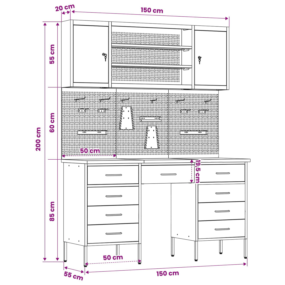Werkbank 7 stk. Schwarz Ingenieure Holz und Stahl