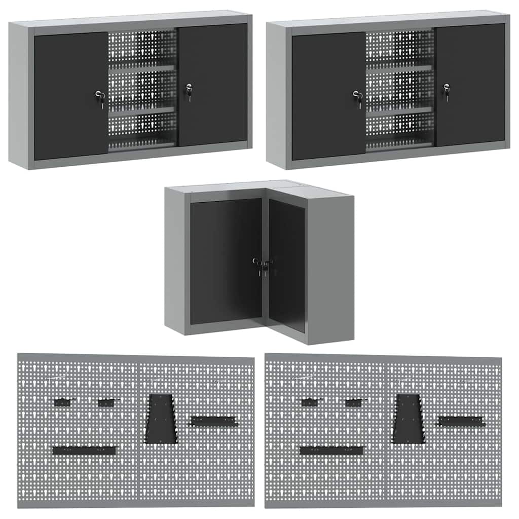 Werkzeuglagerung Tisch Set 10 pcs Schwarz 255 x 55 x 220 cm