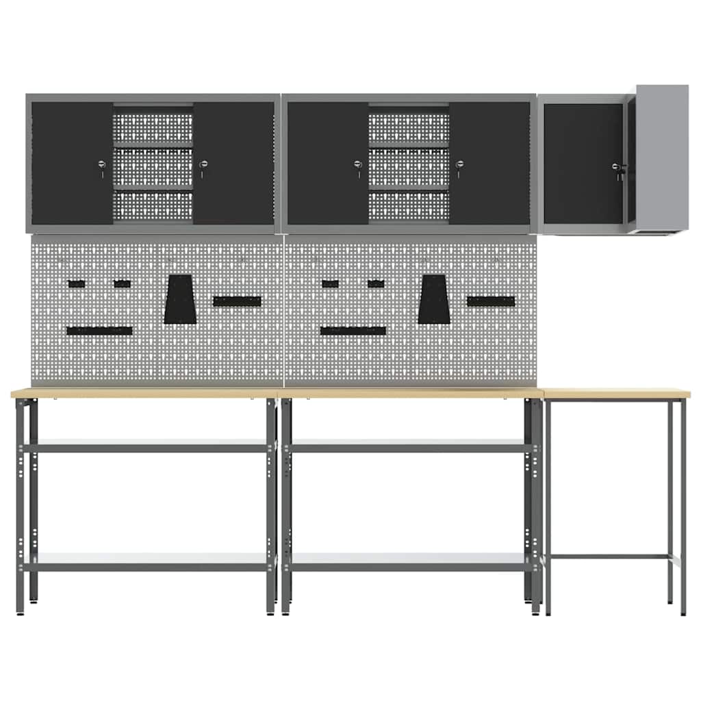 Werkzeuglagerung Tisch Set 10 pcs Schwarz 255 x 55 x 220 cm