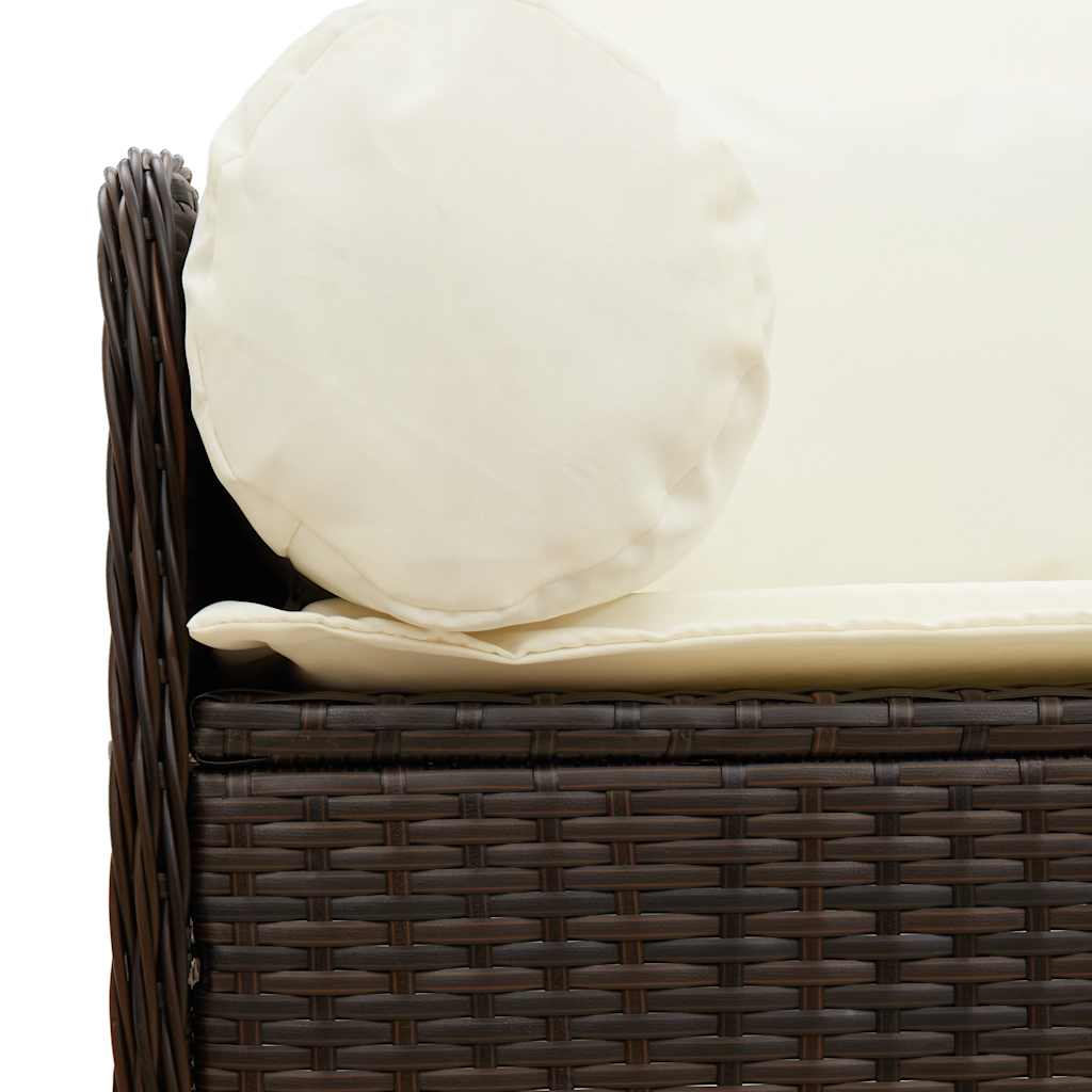 Garden Sofa with Cushions 3-Seater Brown Poly Rattan