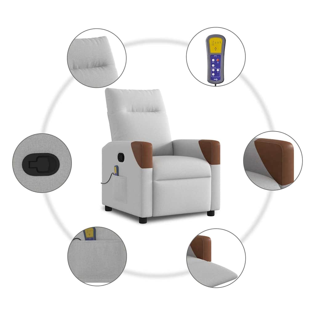 Fauteuil de massage en tissu gris nuage