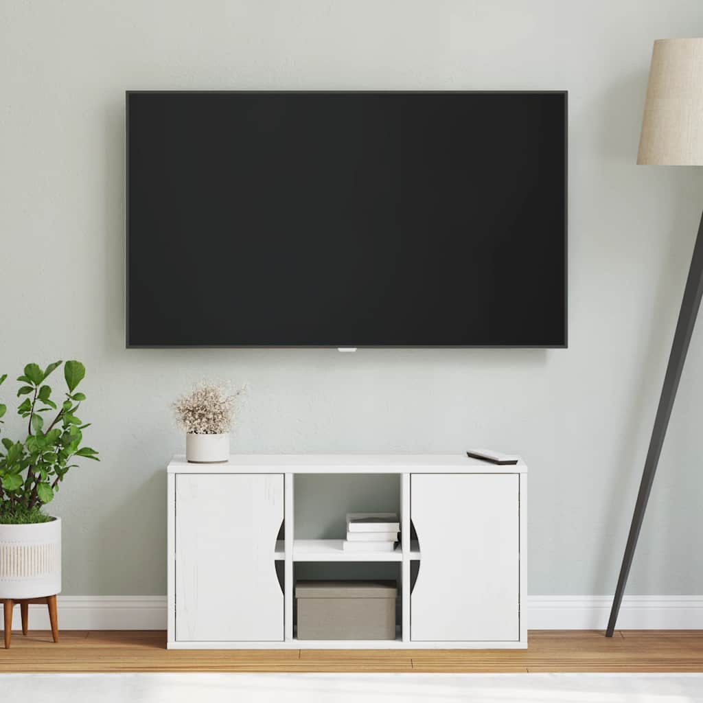Meuble TV ODDA blanc 79x24x40 cm pin massif