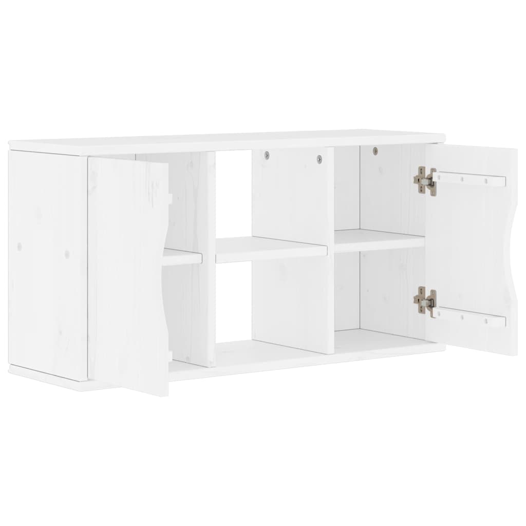 Meuble TV ODDA blanc 79x24x40 cm pin massif
