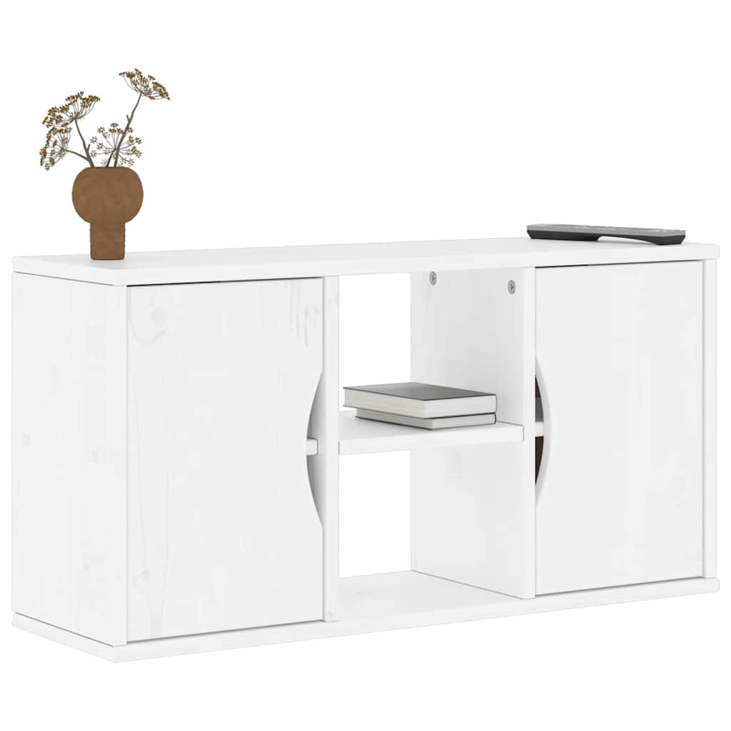 Meuble TV ODDA blanc 79x24x40 cm pin massif
