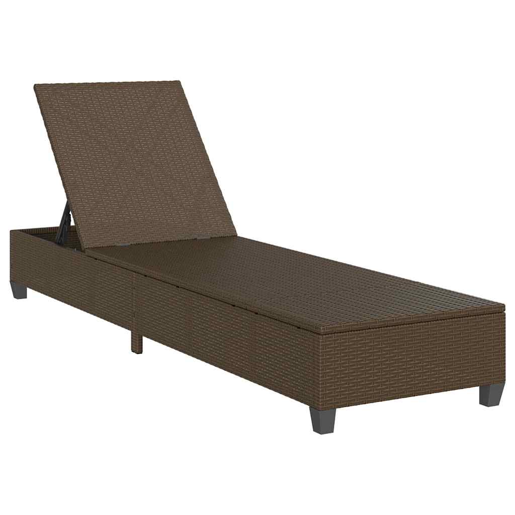 Chaise longue avec coussins marron 55x200x25,5cm en résine tressée