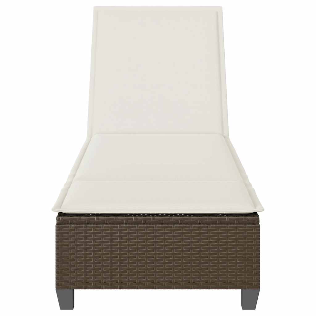 Chaise longue avec coussins marron 55x200x25,5cm en résine tressée