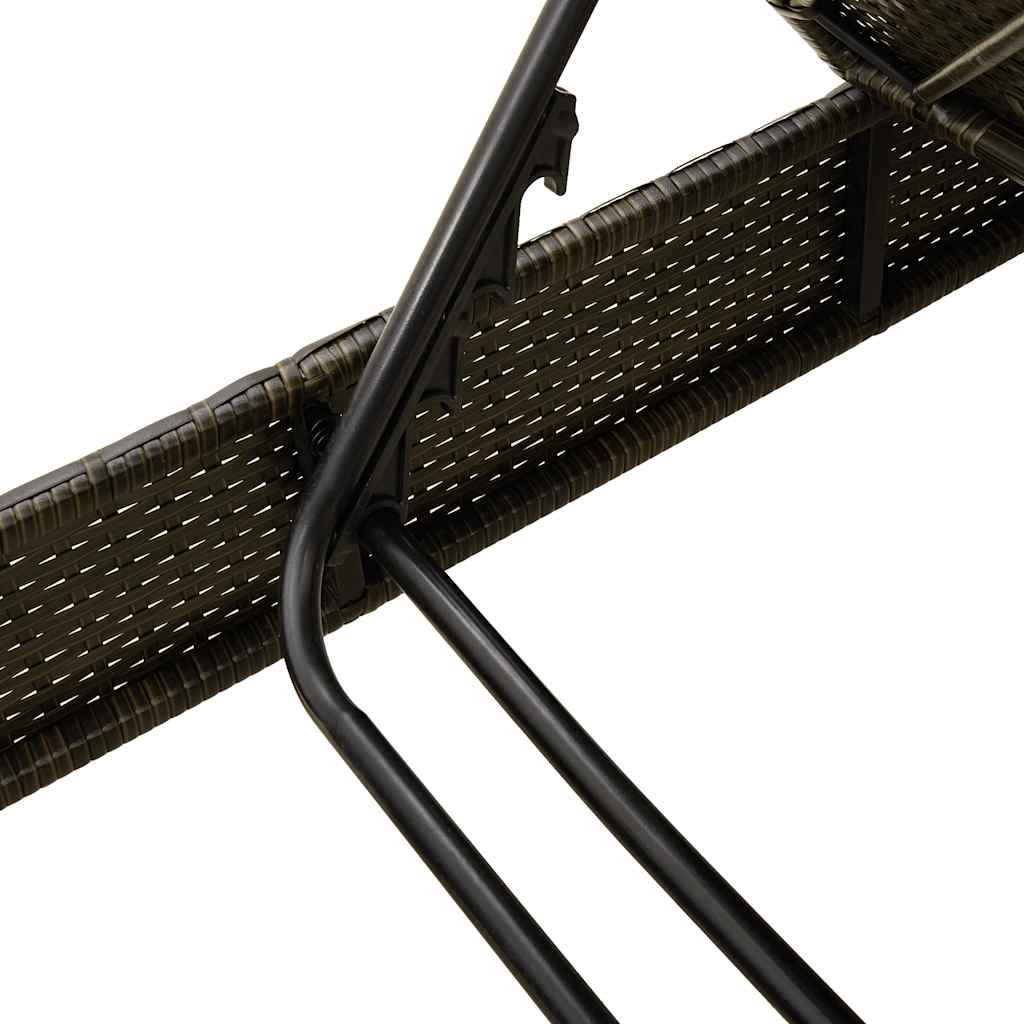 Sun lounger with cushions brown 55x200x25.5cm poly rattan