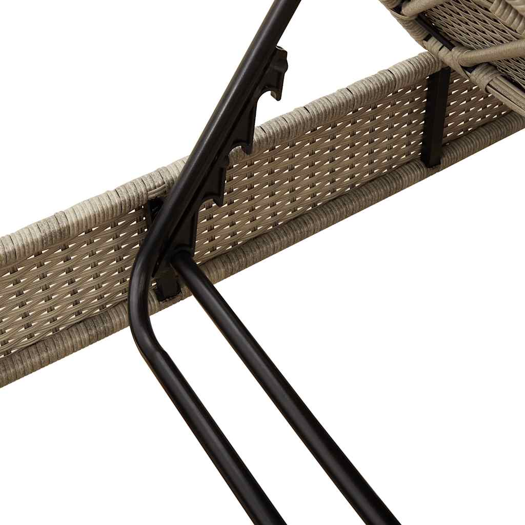 Sun lounger with cushions light grey 55x200x25.5cm poly rattan