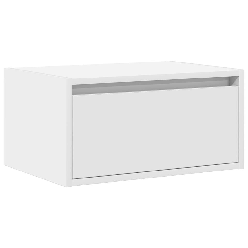 Wall Bedside Table with LED Lights White