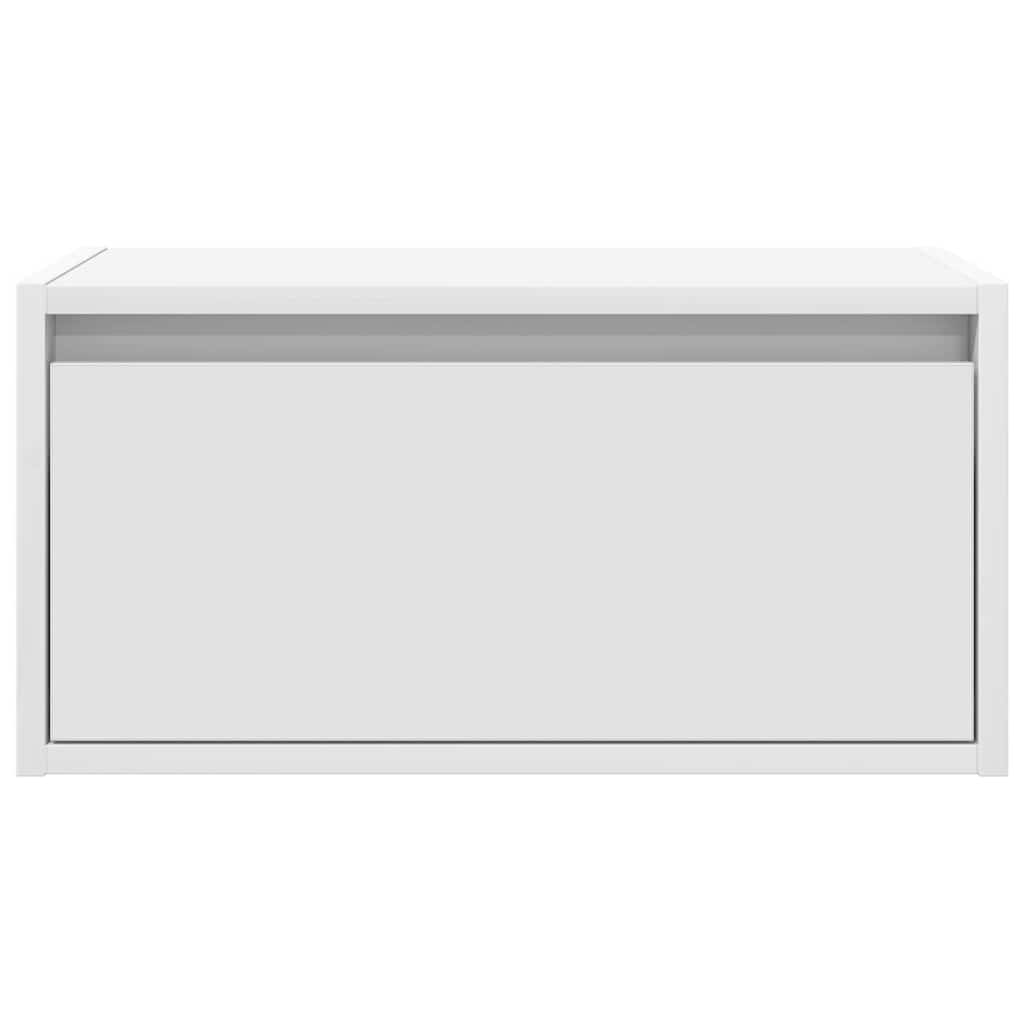 Wall Bedside Table with LED Lights White