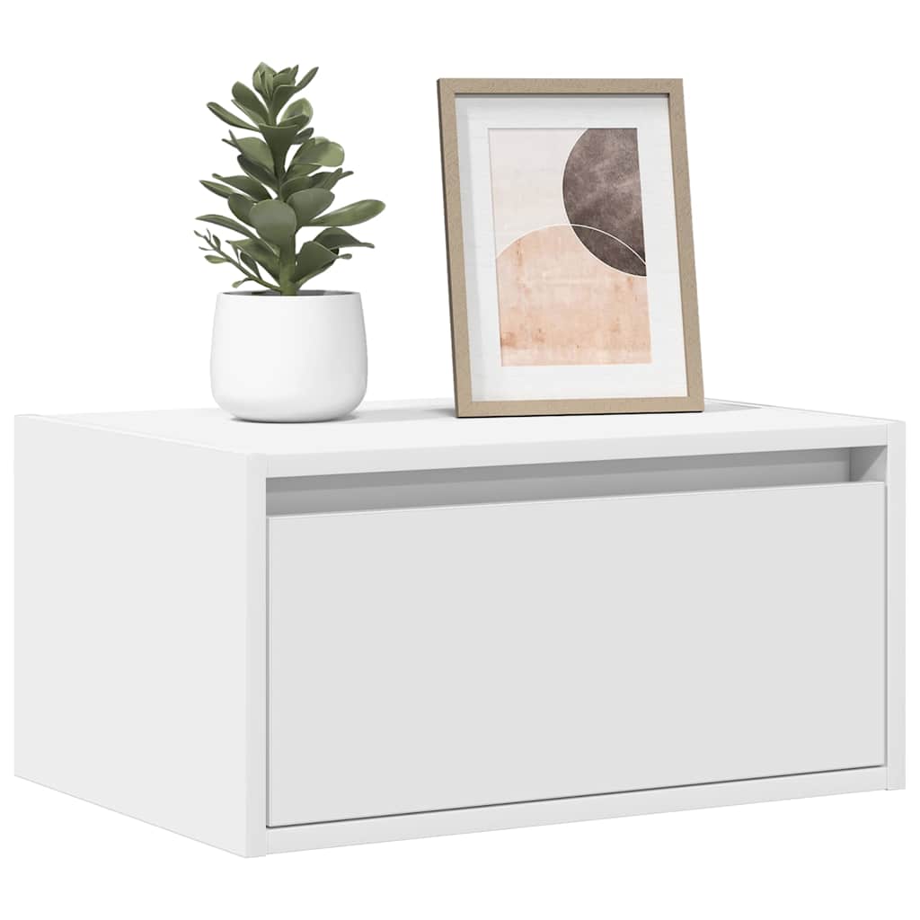 Wall Bedside Table with LED Lights White