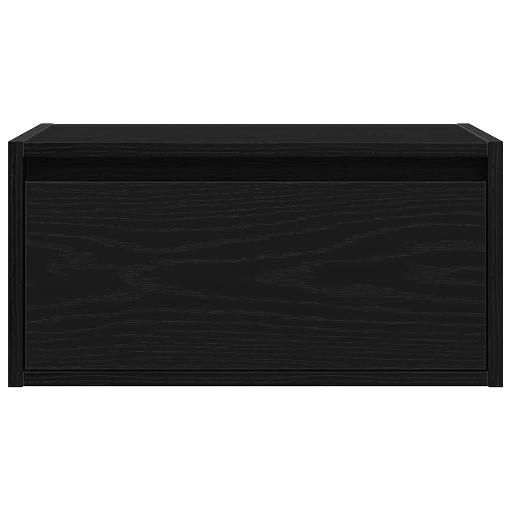 Wall-mounted bedside tables with LED lights, 2 pieces, black oak look