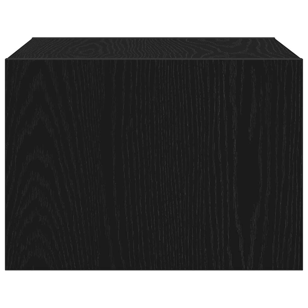 Wall-mounted bedside tables with LED lights, 2 pieces, black oak look