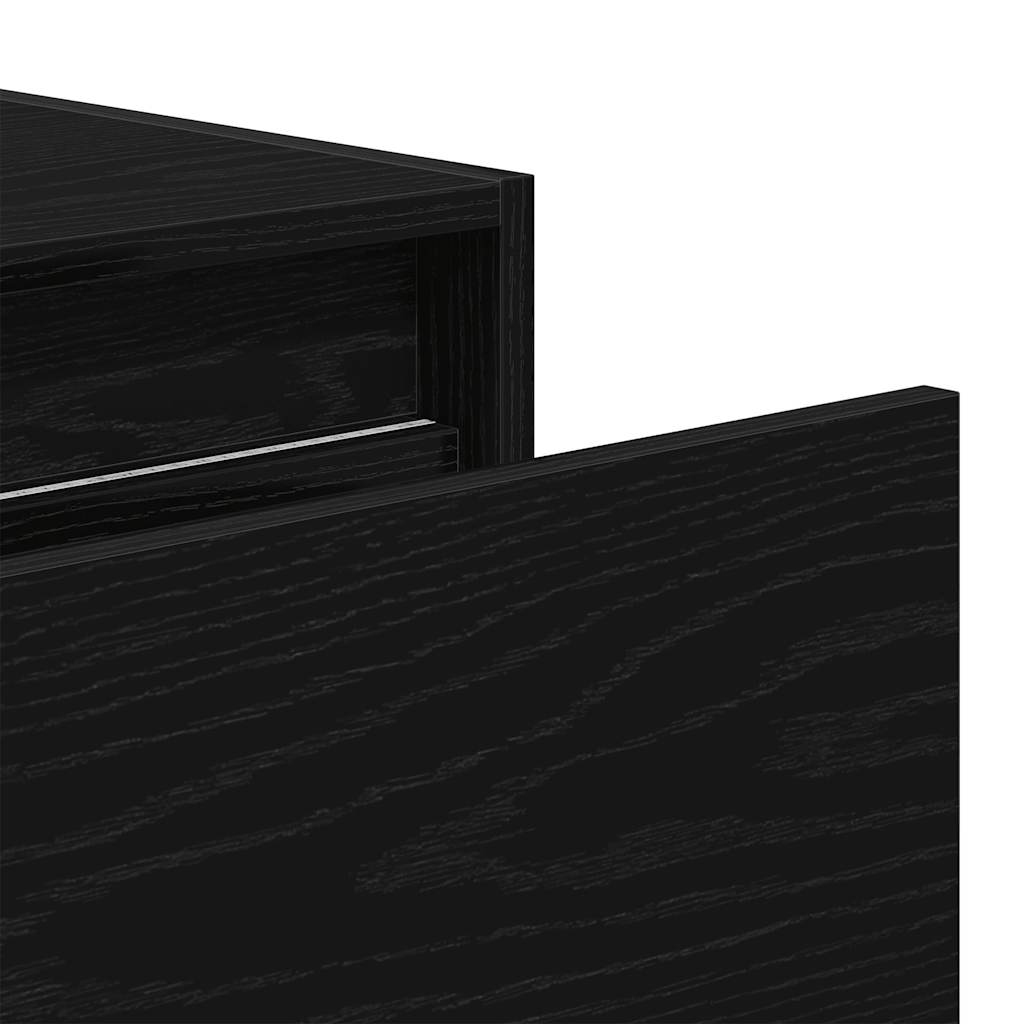Wall-mounted bedside tables with LED lights, 2 pieces, black oak look