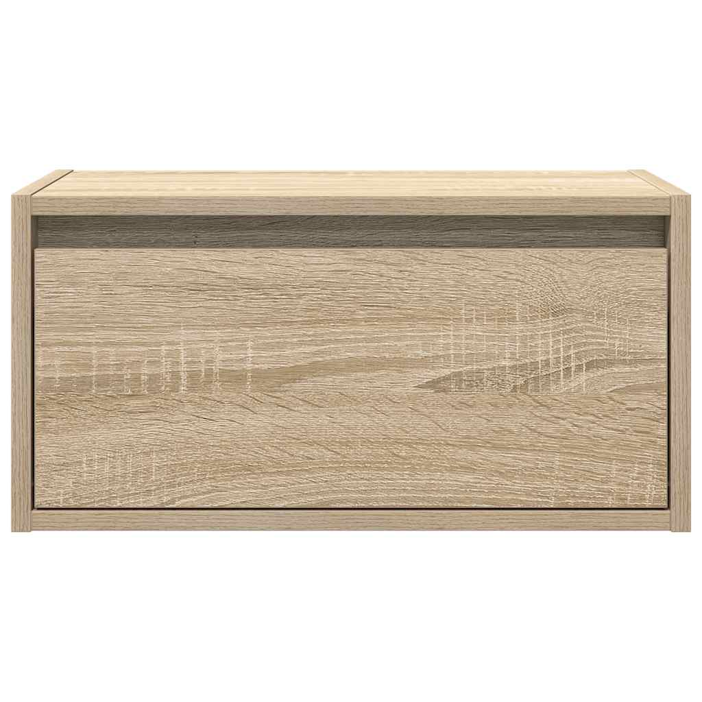 Wall-mounted bedside table with LED lights Sonoma oak