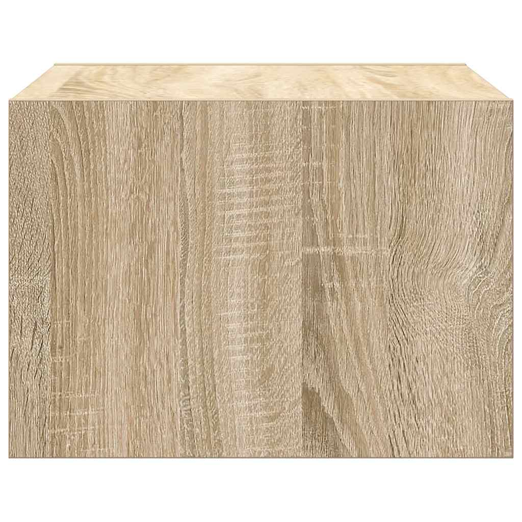 Wall-mounted bedside table with LED lights Sonoma oak