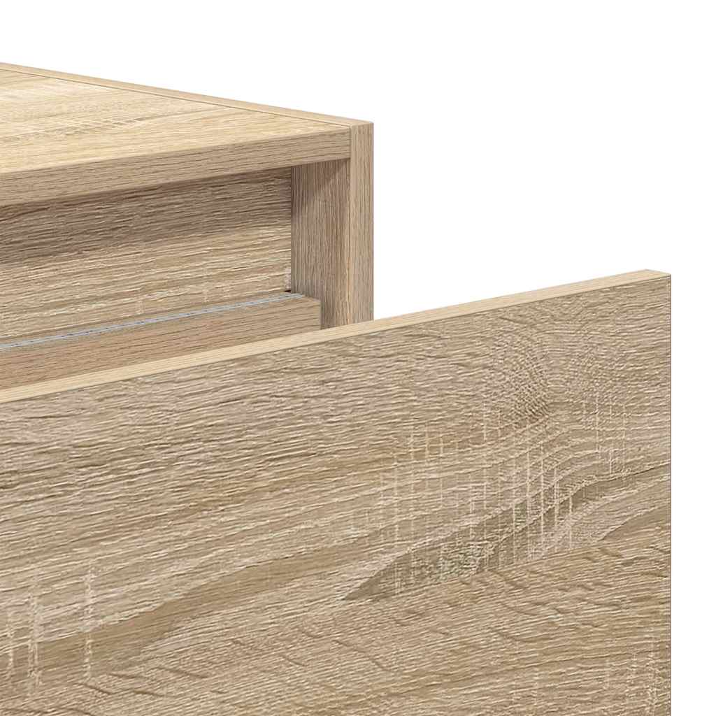 Wall-mounted bedside table with LED lights Sonoma oak
