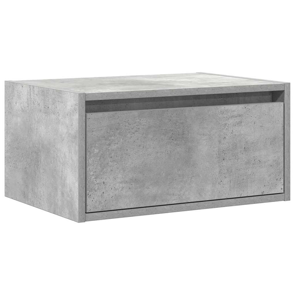 Wall-mounted bedside table with LED lights concrete gray