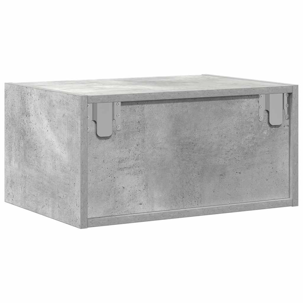 Wall-mounted bedside table with LED lights concrete gray