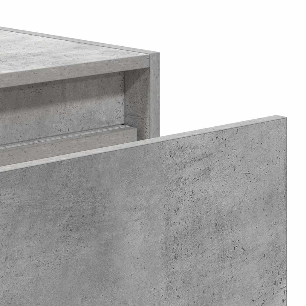 Wall-mounted bedside table with LED lights concrete gray