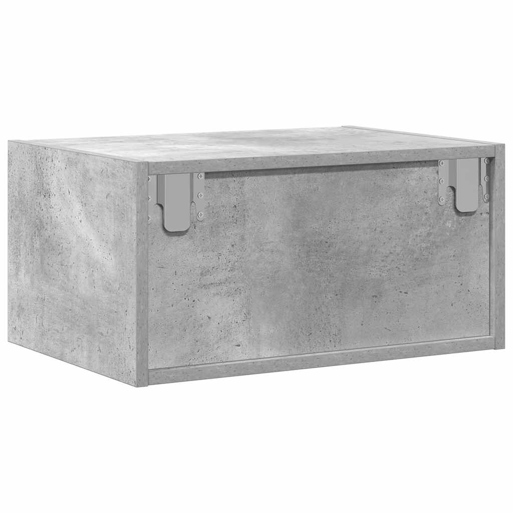 Wall-mounted bedside tables with LED lights 2 pcs. Concrete grey