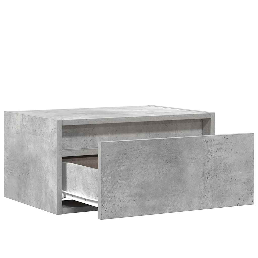 Wall-mounted bedside tables with LED lights 2 pcs. Concrete grey