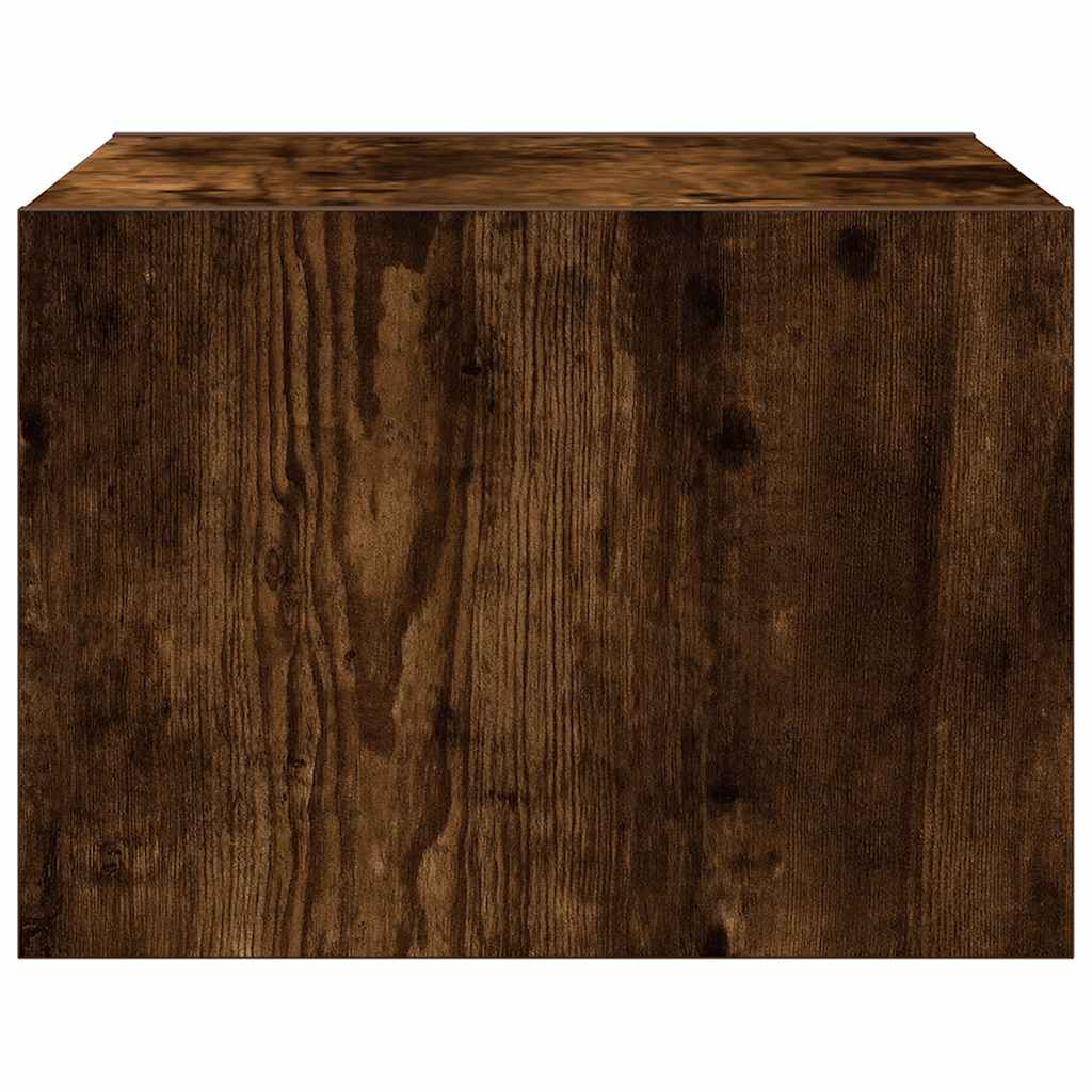 Table de chevet murale avec lumières LED chêne fumé