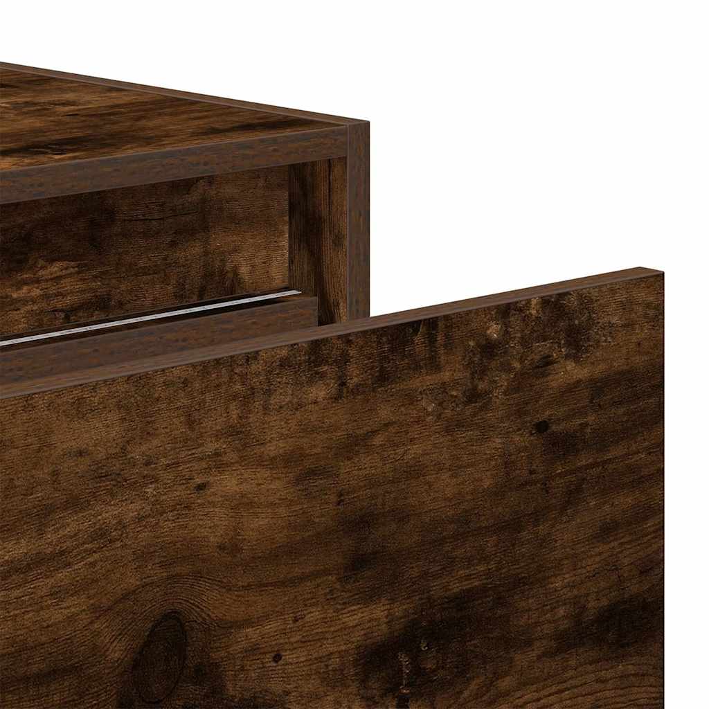 Table de chevet murale avec lumières LED chêne fumé