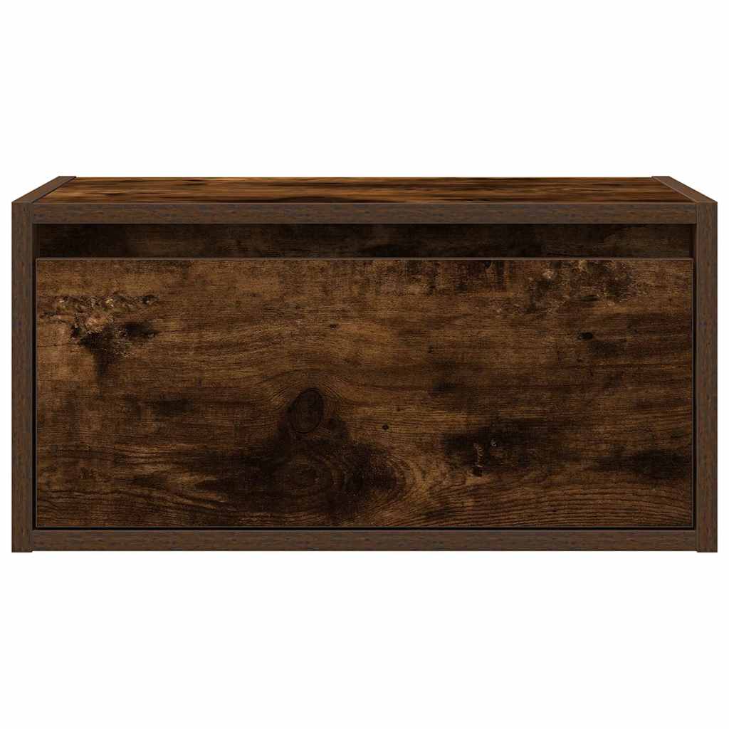Wall-mounted bedside tables with LED lights 2 pcs. Smoked oak